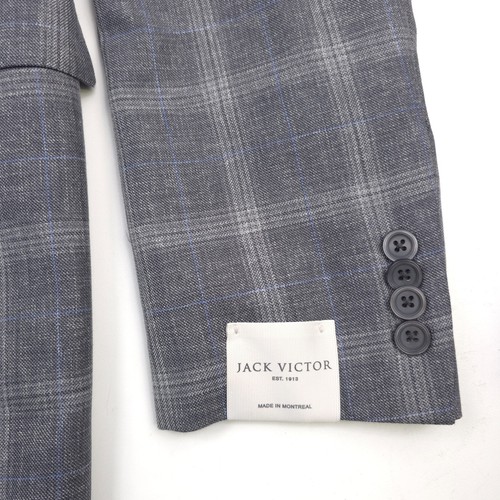 $848 Jack Victor Midland Gray & Blue Plaid Wool Sport Coat Blazer Mens Size 44L - Picture 9 of 14