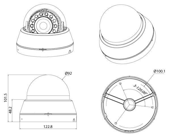 960H Analog Indoor IR Dome Security Camera 800TVL 3.6mm Fixed Lens CNB LBQ-50S B