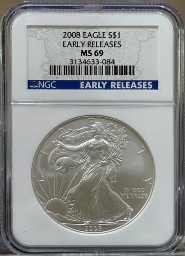 2008 $1 SILVER EAGLE EARLY RELEASES NGC MS69 #355