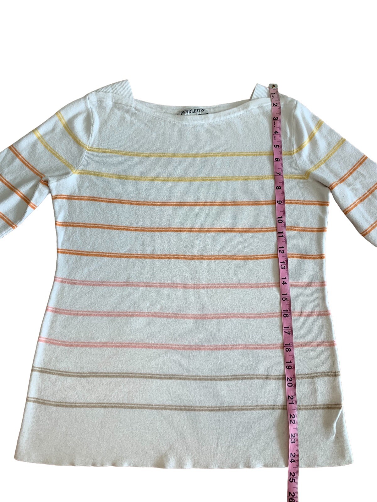 Pendleton Size S White Striped Pullover Sweater - image 6