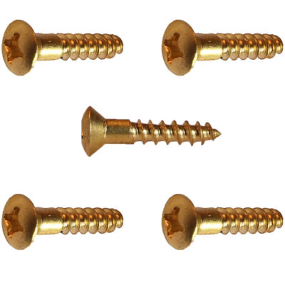 #6 x 1/2'' Solid Brass Oval Head Wood Screws Phillips Drive Quantity 50