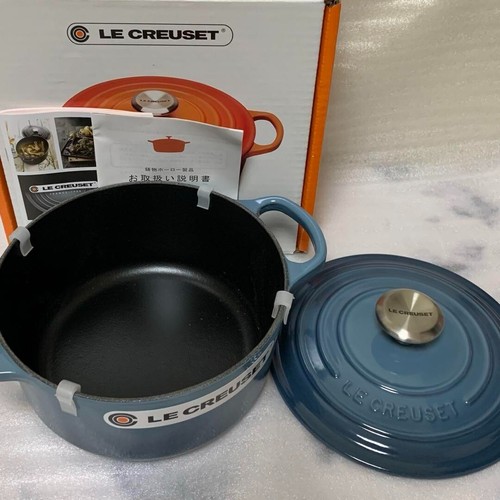 Le Creuset cocotte ronde 18cm MARINE blue color le creuset japon w/box UNUSED - Picture 9 of 24