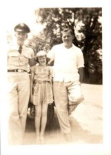 Vintage Photo WW2 1940's Officer w/ Family Man Girl 2.5" x 3.5"