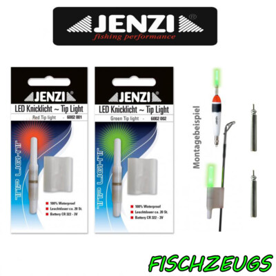 Jenzi LED Knicklicht Tip Light Bissanzeiger Nachtangeln extrem Hell Rot o. Grün