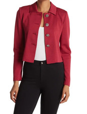 St John Blazer Jacket Milano Cherry Knit Sz M DEFECT NEW NWOT N161