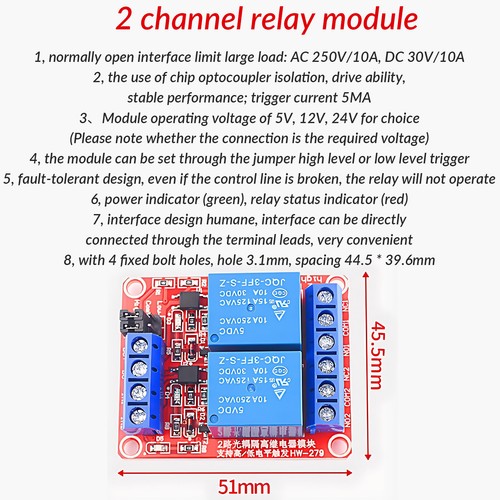 5V/12V/24V Relay Module 2 Channel Raspberry Pi ESP8266 ESP32 Optocouple Trigger - Picture 3 of 7