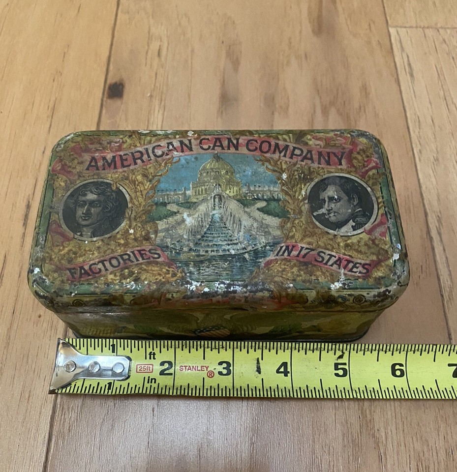 ANTIQUE VINTAGE AMERICAN CAN COMPANY CO. TIN SOUVENIR/SAMPLE BOX ...