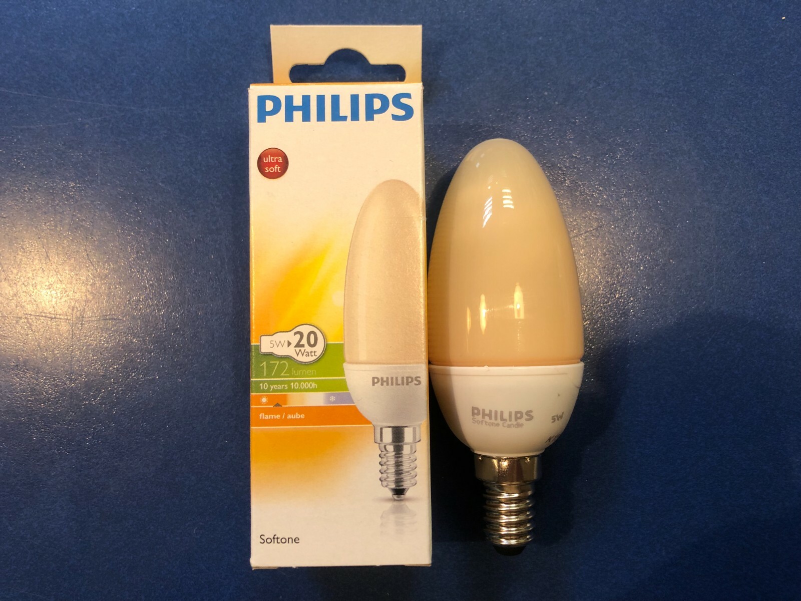 PHILIPS Softone Flame Candle-Shaped E14 5W Lamp Terracotta Orange