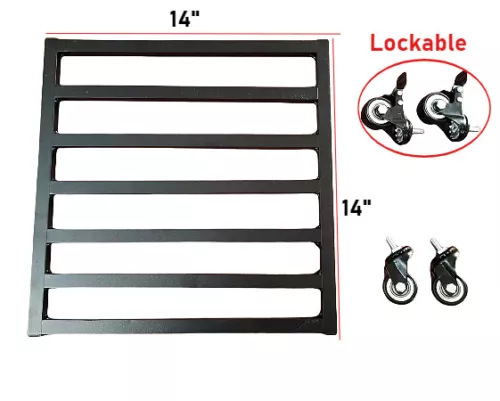 350X350mm Square Aluminium Wheel Pot Trolley With Blade Wheels Garden Plate - Picture 1 of 4