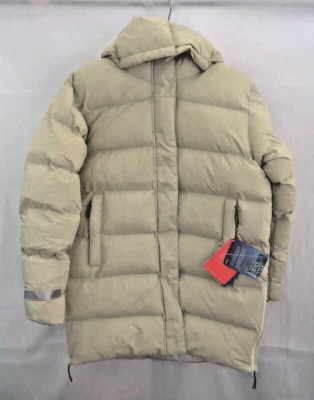 Helly Hansen Aspire Puffy Parka Jacket Coat Sz M Off White Cream Removable Hood