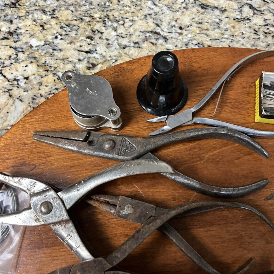 large lot of vintage watch makers/ clock makers repair hand tooling