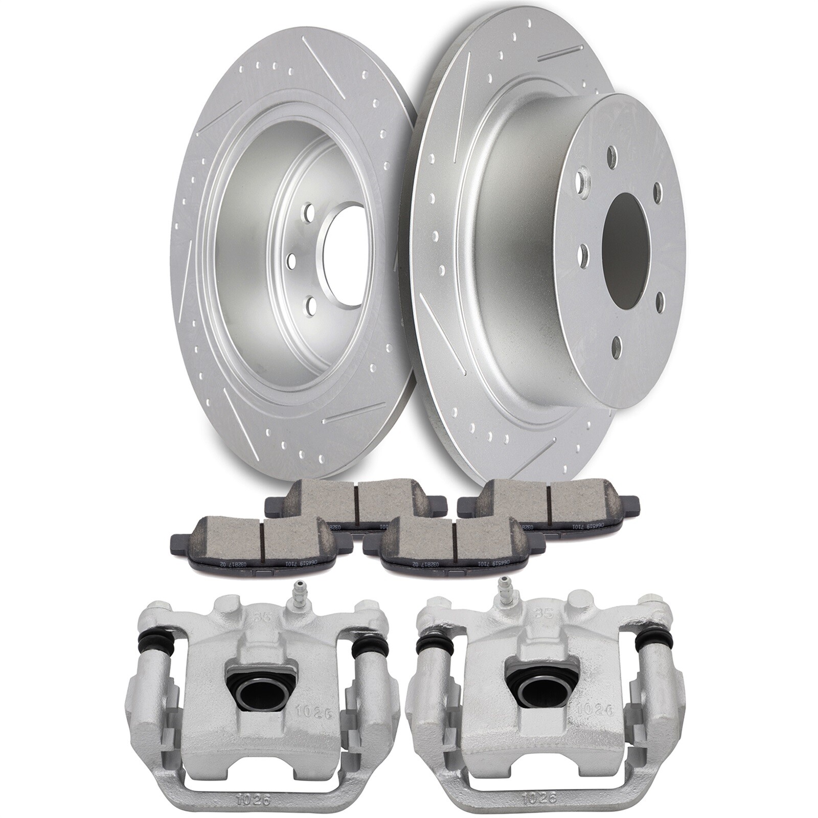 2x Rear Brake Calipers For 2004-07 Nissan Maxima With Brake Rotors Ceramic Pads