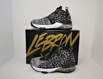 BRAND NEW NIKE LEBRON XVII 17 GS BOYS SIZE 7Y MEN 7  ''OREO''  BLACK BQ5594-002