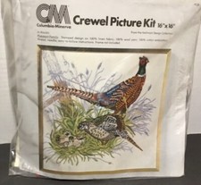 Crewel Picture Kit Pheasant Family By Columbia Minerva