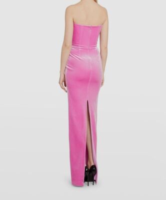 alex perry pink velvet dress $2800 Alex Perry Womens Pink Greyson Strapless Twisted Velvet Gown Dress  Size 10