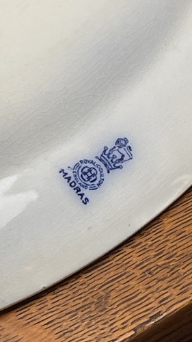 Vntg Royal Doulton Burslem 15 1/4" Oval Flow Blue Platter Madras England - Picture 3 of 8