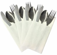 White Airlaid Pocket Napkins Luxury Linen-Feel - Pack of 50