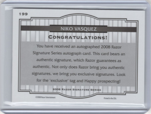 2008 Razor Signature Serie/1199 Niko Vasquez #199 Auto - Bild 2 von 2