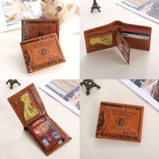Mens Wallet US 100 Dollar Bill Leather Bifold Card Holder Wallet Handbag Purse