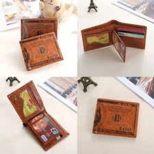Mens Wallet US $100 Dollar Bill Leather Bifold Card Holder Wallet Handbag Purse