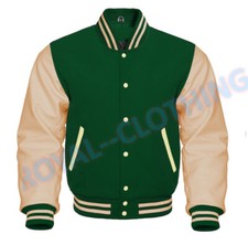 New Men's Premium Classic Snap Button Vintage Baseball Letterman Varsity Jacket