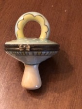 Porcelain Hinged Trinket Box Pacifier Pale Green Perfect Gift