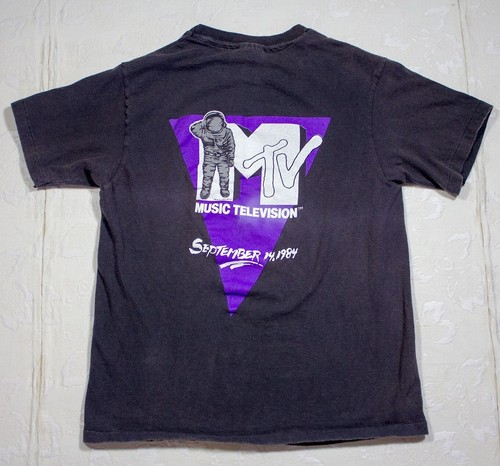 Vintage 1984 1st Annual MTV VMAs Graphic T-Shirt Sz M Astronaut Black Cotton - Picture 2 of 5