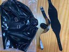 Latex Rubber Hood with Removable Eyes Mouth Mask Back Zipper Fetish Club Wear US
