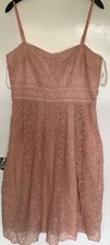 New Boohoo Peach Lacey Lined Dress Size 14