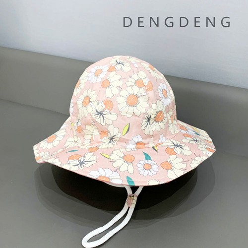 Kid's Baby Girls Summer Sun Hat Floral Wide Brim Swim Beach Play Hats Bucket Hat - Picture 2 of 7