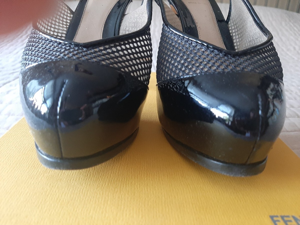 fendi black high heels patent leather shoes 40 /10 | eBay