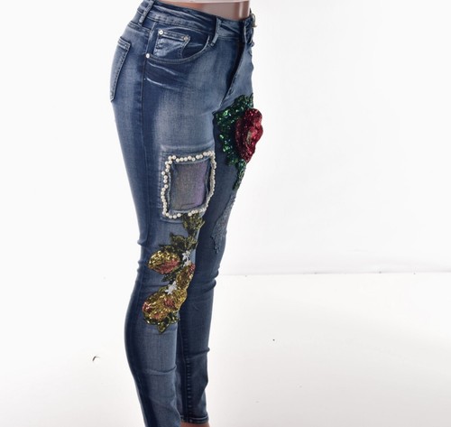 DAMEN BLUE TOPIC ROSE PEARL BLING DESIGN JEANS – WEISS - Bild 11 von 12