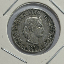 1897 Switzerland 10 Rappen Coin