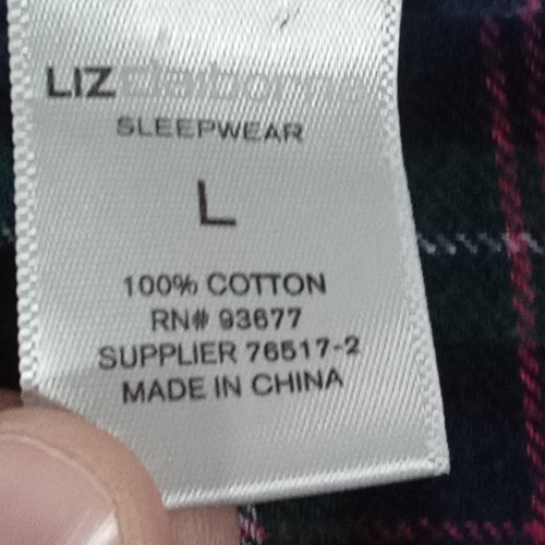 Liz Claiborne Top Womens Large Green Pink Button Up Sleepwear Causal Lounge - Picture 6 of 9