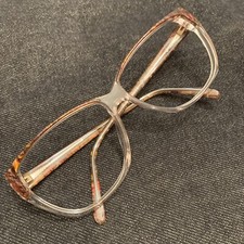 True Vintage Unused 80 90s Plastic Frame Glasses Brown Gold Tone Big Eye 54