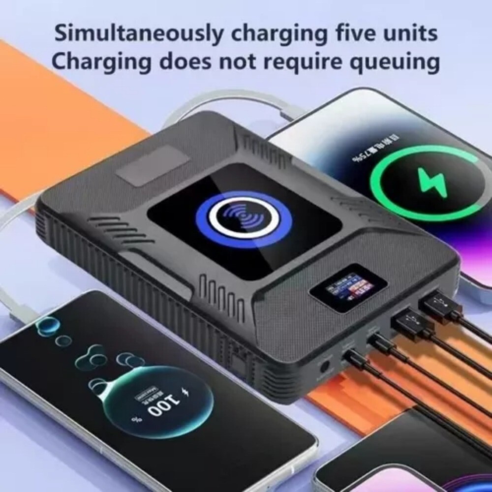 Ultra-High Capacity Power Bank with USB, Wireless, and Solar Charging