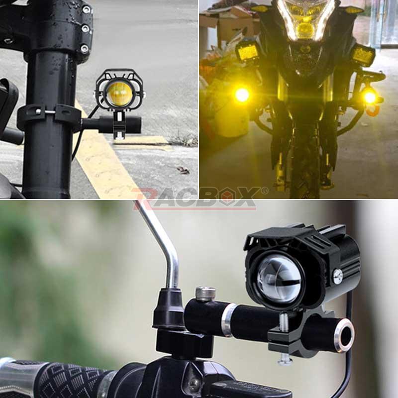 2PC LED Motorcycle Spot Lights Auxiliary Headlight Driving Fog Lamp Yellow White eBay