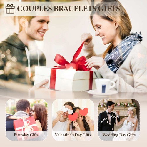 Vnox 2pcs Matching Couple Bracelets Love Heart Puzzle Bangle Chain Men Women - Picture 4 of 14