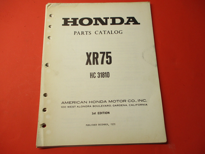 #ad #ad OEM ORIGINAL HONDA PARTS CATALOG MANUAL 1973 XR75 $99.99