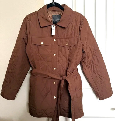 New NWT TALBOTS QUILTED BELTED BARN JACKET COAT SIZE PLUS 1X 14W 16W SNAP FRONT