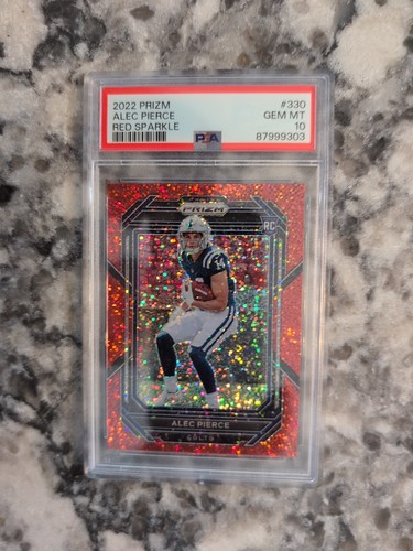 POP bajo de 4 Prizm 2022 - Rookies Alec Pierce #330 Red Sparkle Prizm (RC) PSA 10 - Imagen 4 de 11
