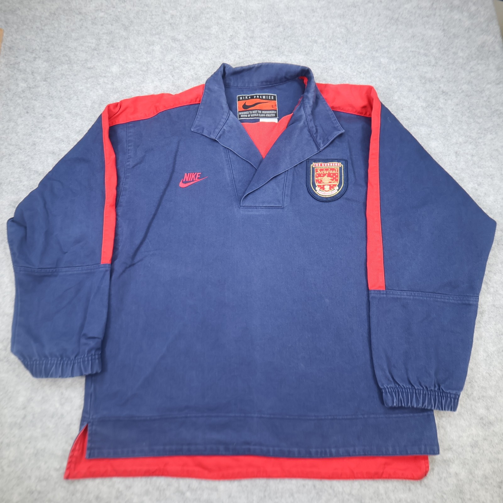 Vintage Arsenal Football Drill Top Large 1995 1996 Denim Pullover Nike 48