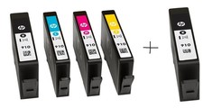 Genuine HP 910 Ink Cartridges 5-Pack   2 Black  3 Color  Warranty 21 thru 23 
