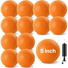 12 Pack Dodgeballs 5 Inch Playground Ball Kickball Orange Inflatable Rubber H...