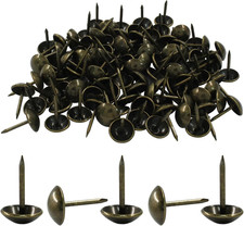 100Pcs 7/16Inch Upholstery Tacks, Antique Brass Metal Thumb Tacks, Decorative