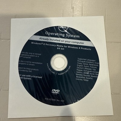 Dell Windows 8 Recovery Media for Windows 8 Products 64-bit NEW SEALED