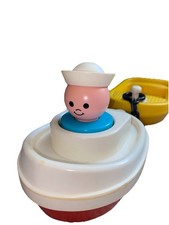 1970s Fisher Price Little People Jumbo VTG 1978 Bath Tug Boat Barge Sailor