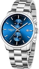 Herrenuhr Chrono Quarz Edelstahl Wasserdicht Auto Farbenfroh NEU