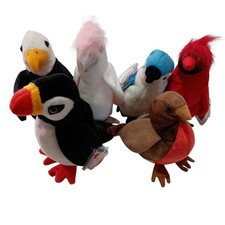 Lot of 6 TY Beanie Babies Birds Baldy Puffer Rocket Mac Early Kuku