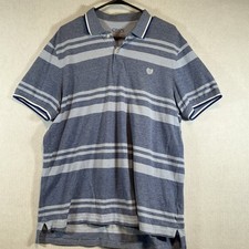 Chaps Natural Stretch Men's Short Sleeve Polo Large 100 Cotton Blue Striped